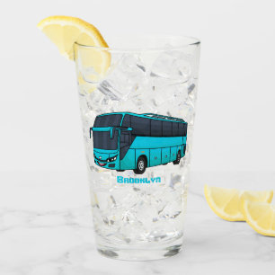 Modern passenger bus cartoon illustration glass