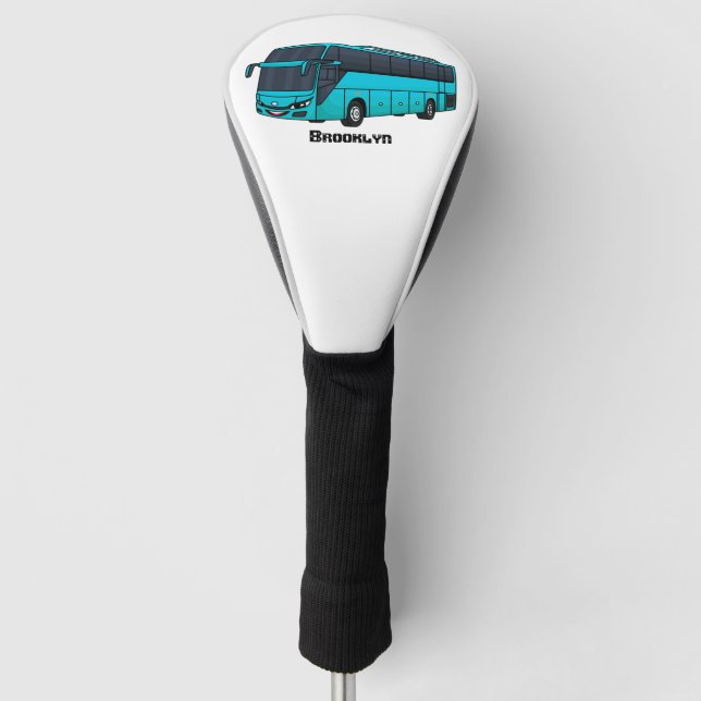 Modern passenger bus cartoon illustration golf head cover (Front)