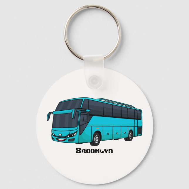 Modern passenger bus cartoon illustration key ring (Front)