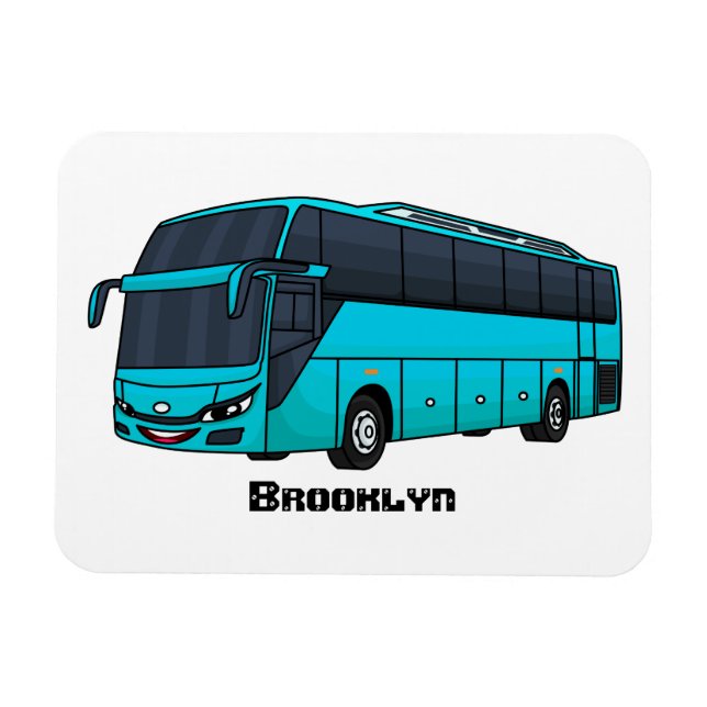 Modern passenger bus cartoon illustration  magnet (Horizontal)