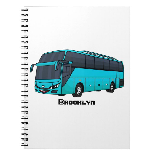 Modern passenger bus cartoon illustration notebook (Front)