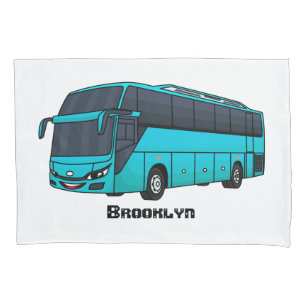 Modern passenger bus cartoon illustration pillowcase