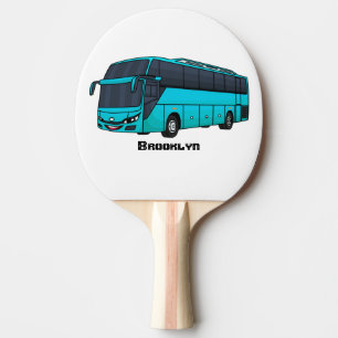 Modern passenger bus cartoon illustration ping pong paddle