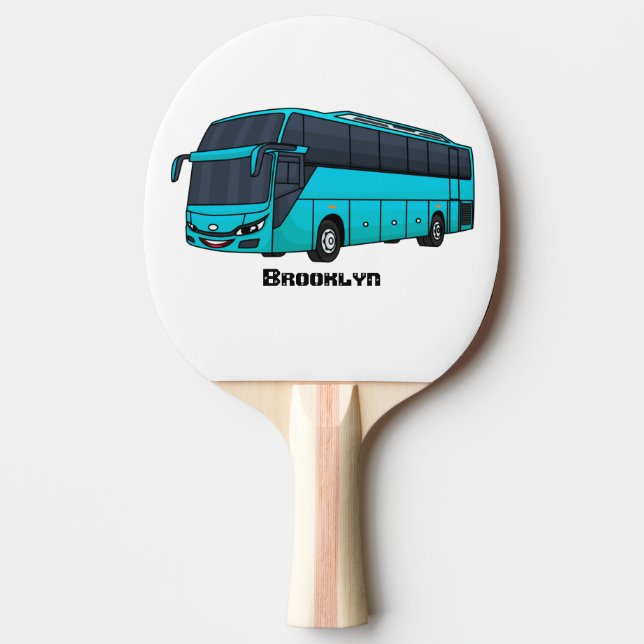 Modern passenger bus cartoon illustration ping pong paddle (Front)