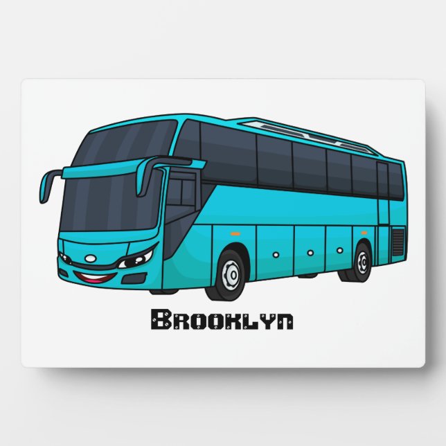 Modern passenger bus cartoon illustration plaque (Front)