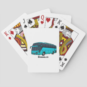 Modern passenger bus cartoon illustration playing cards