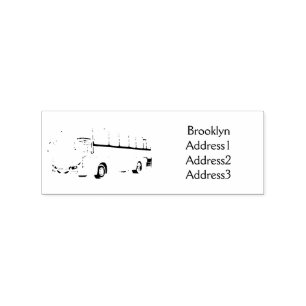 Modern passenger bus cartoon illustration rubber stamp