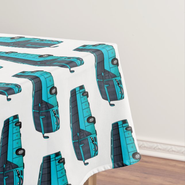 Modern passenger bus cartoon illustration tablecloth (In Situ)