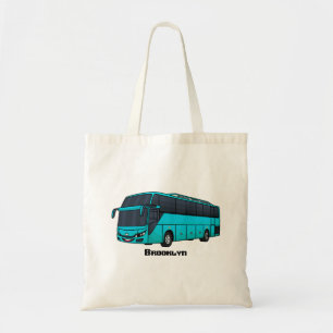 Modern passenger bus cartoon illustration tote bag