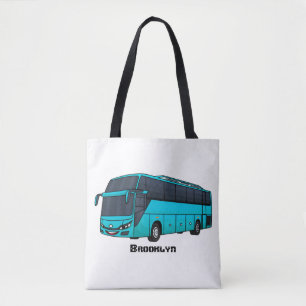 Modern passenger bus cartoon illustration tote bag