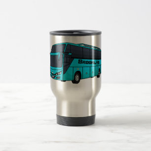 Modern passenger bus cartoon illustration  travel mug