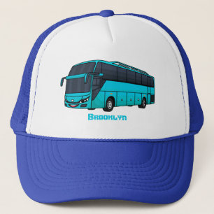 Modern passenger bus cartoon illustration  trucker hat