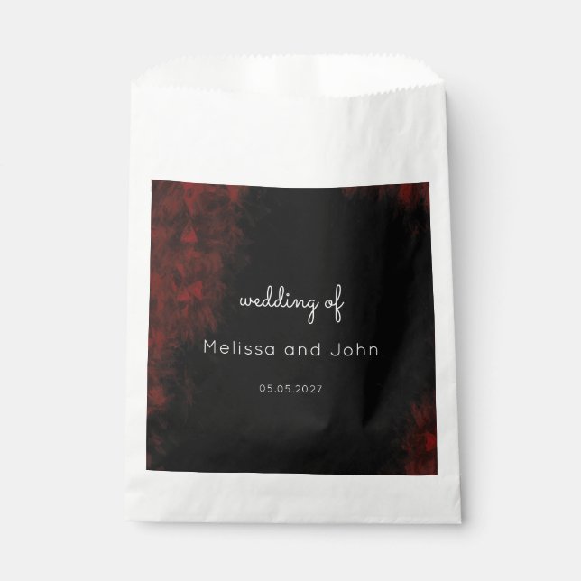 Modern Passionate Red 'n Black Wedding Design Favour Bags (Front)