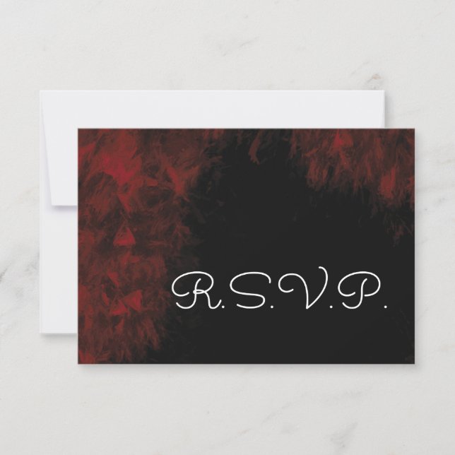 Modern Passionate Red 'n Black Wedding Design RSVP (Front)