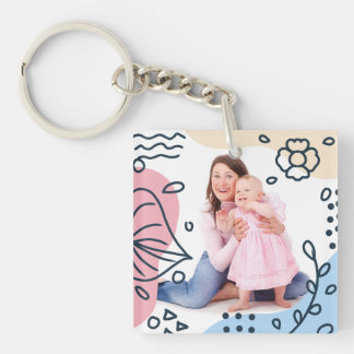 Modern Pastel Abstract Art Custom 2 X Photo Key Ring