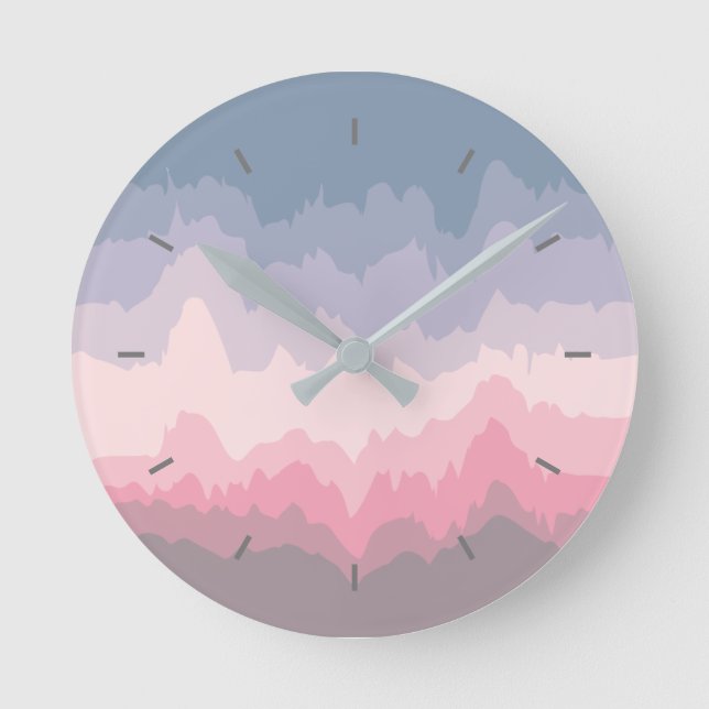 Modern Pastel Abstract Wrinkled Wavy Layered  Round Clock (Front)