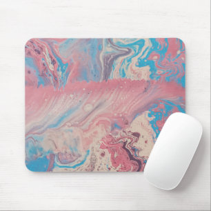 Modern Pastel Acrylic Pour Art ,Pink, Cyan & Lave Mouse Mat