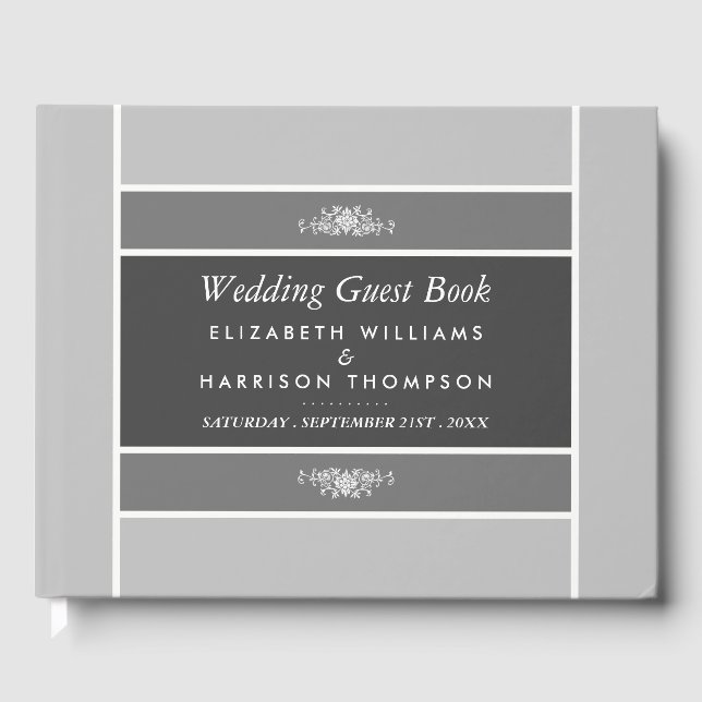 Modern Pastel Block - Siver Grey - Wedding Guest Book (Front)