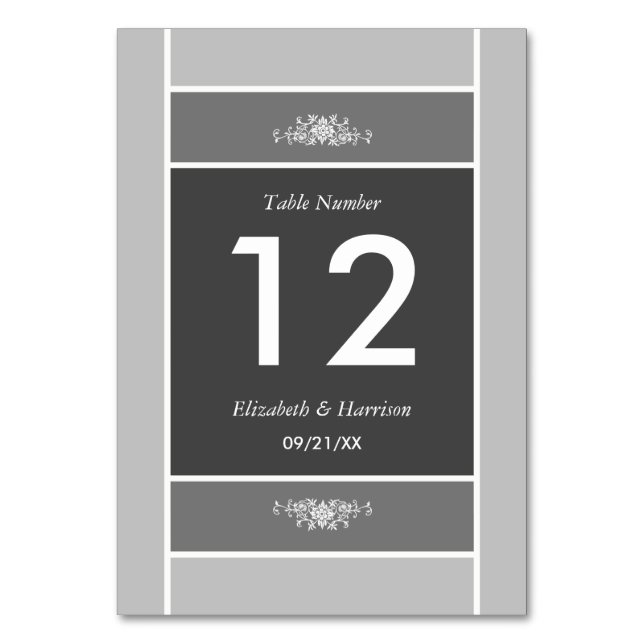 Modern Pastel Block - Siver Grey - Wedding Table Number (Front)