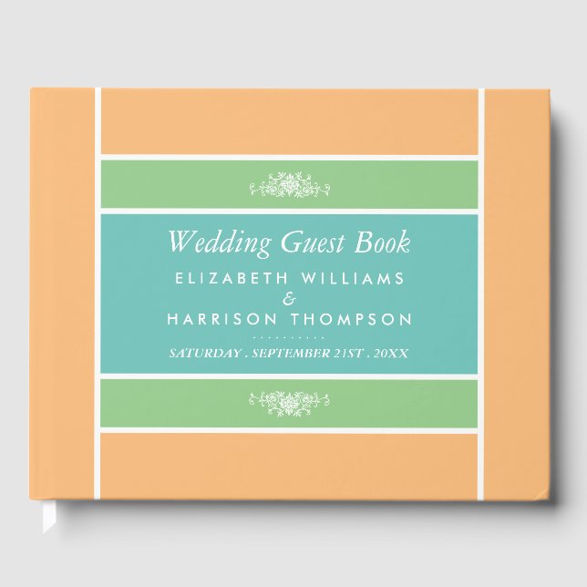 Modern Pastel Block - Tropical Colours - Wedding Guest Book (Front)