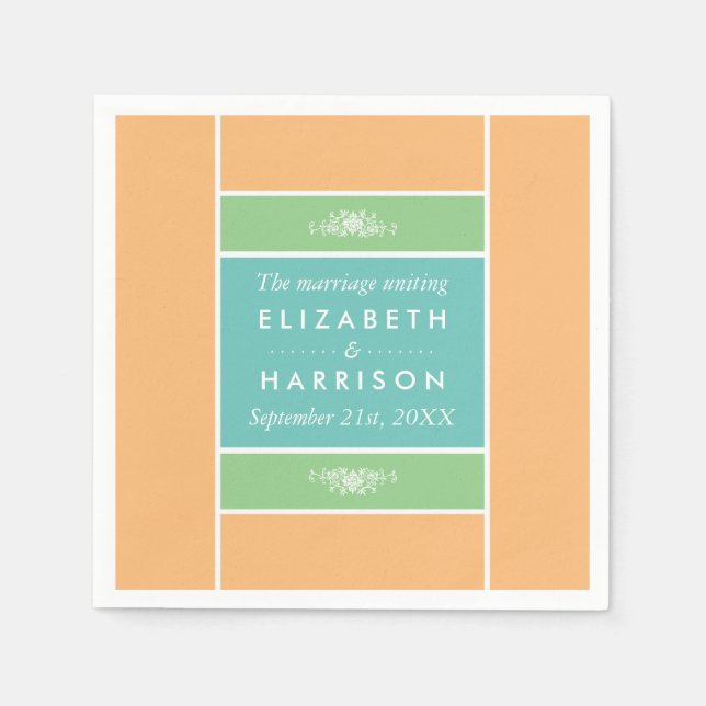 Modern Pastel Block - Tropical Colours - Wedding Napkin (Front)