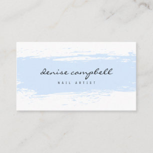 Modern pastel blue and white abstract brushstroke business card