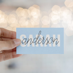 Modern Pastel Blue Beauty Personalised You Name Business Card