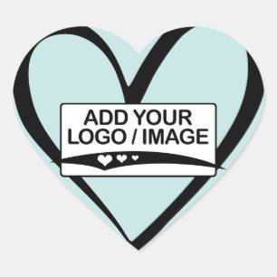 Modern Pastel Blue Calligraphy Heart Box Seal