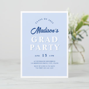 Modern Pastel Blue Edgy Graduation Party Photo Invitation