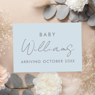 Modern Pastel Blue Minimalist Pregnancy Announcement