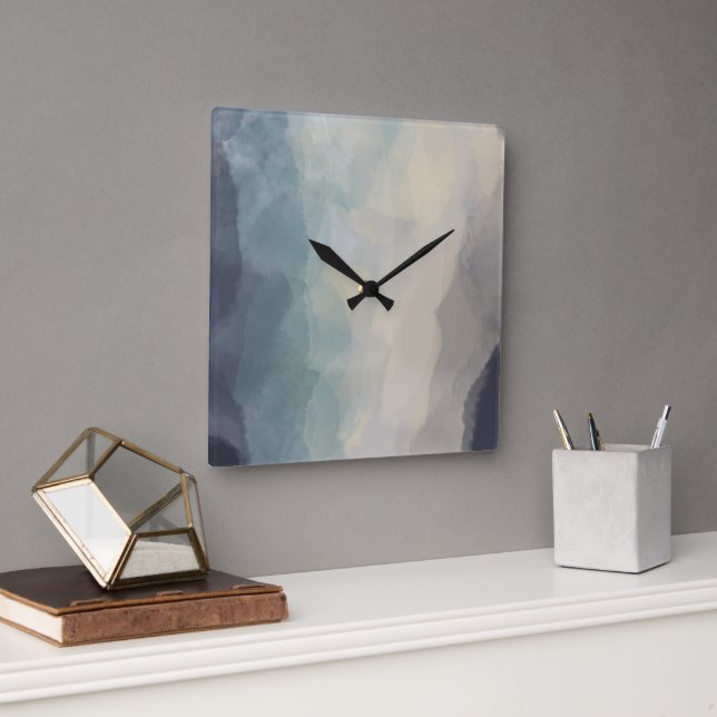 Modern Pastel Blue Pretty Abstract Pattern  Square Wall Clock (Office)