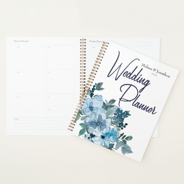 Modern Pastel Blue Roses Floral Wedding Planner (Display)