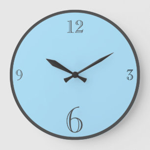 Modern Pastel Blue Solid colour Basic minimalist Large Clock