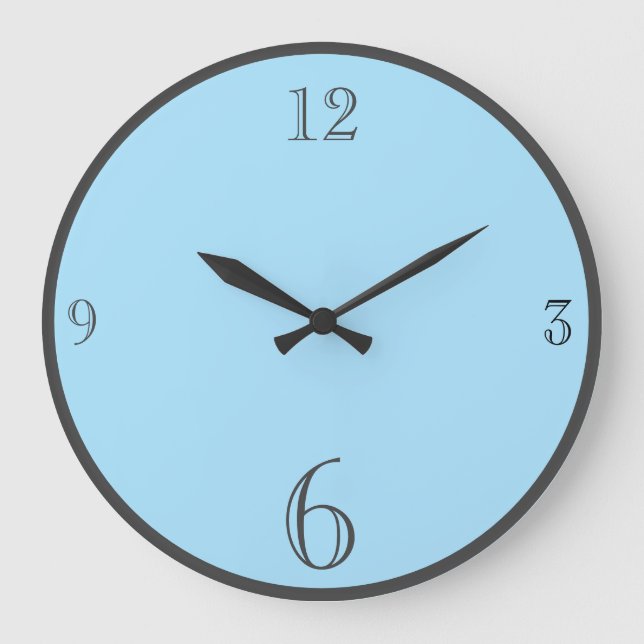 Modern Pastel Blue  Solid colour Basic minimalist Large Clock (Front)