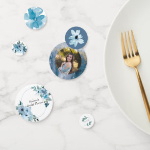 Modern Pastel Blue Watercolor Roses Wedding Confetti