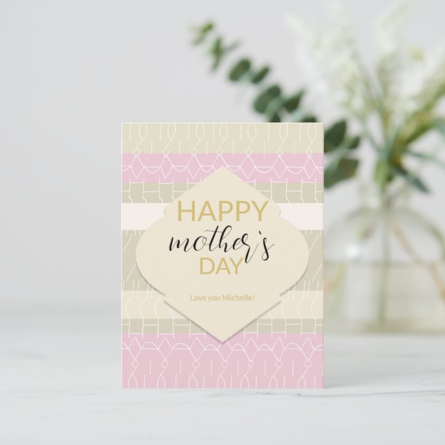 Modern Pastel Blush Tones With Geometric Pattern Postcard (Standing Front)