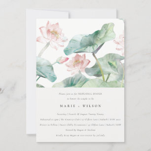 Modern Pastel Blush Waterlily Rehearsal Dinner  Invitation