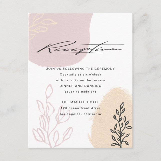 modern pastel botanical Reception Enclosure Card (Front)