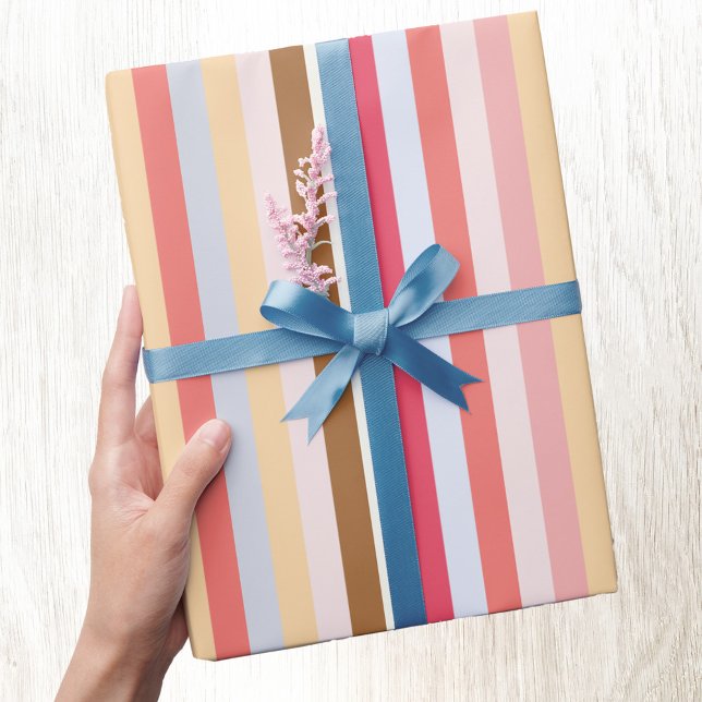 Modern Pastel Candy Stripe Wrapping Paper (Pastel stripes gift wrapping paper)