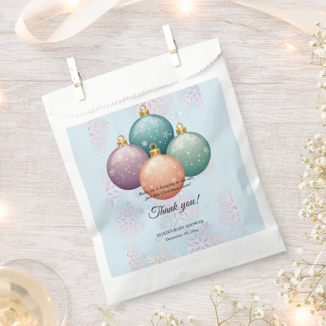 Modern Pastel Christmas Ornament Baby Shower Favour Bags (Clipped)