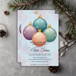 Modern Pastel Christmas Ornament Baby Shower Invitation