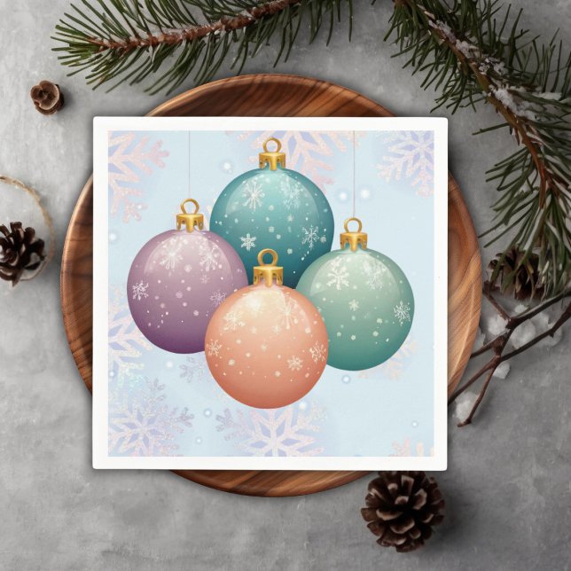Modern Pastel Christmas Ornament Baby Shower Napkin (Creator Uploaded)