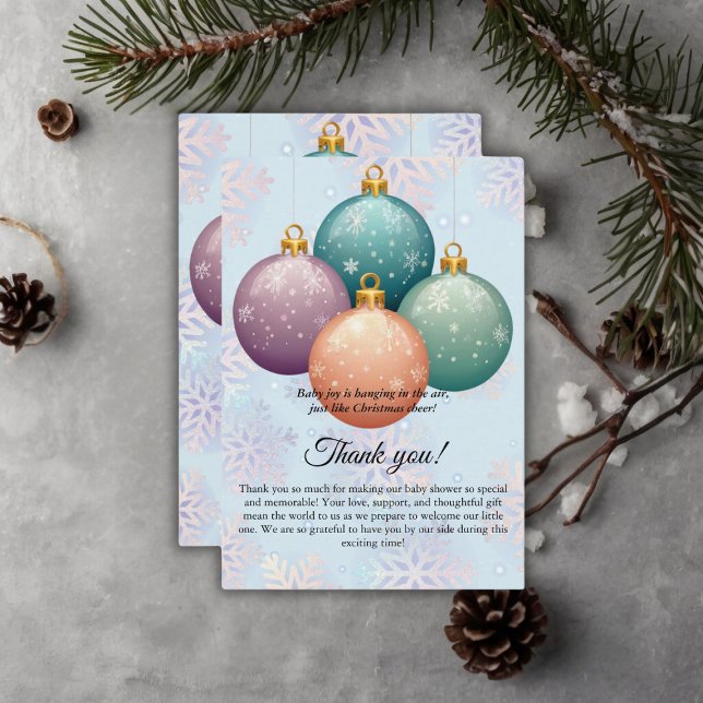 Modern Pastel Christmas Ornament Baby Shower Thank You Card (Creator Uploaded)
