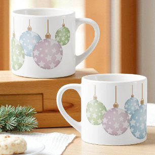 Modern Pastel Christmas Ornaments With Stars Espresso Cup