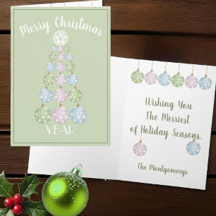 Modern Pastel Christmas Tree Of Ornaments Card