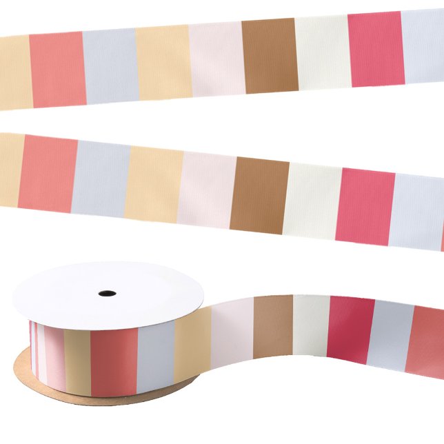 Modern Pastel Circus Candy Stripe Satin Ribbon (Pastel candy circus stripe ribbon for gift wrapping)
