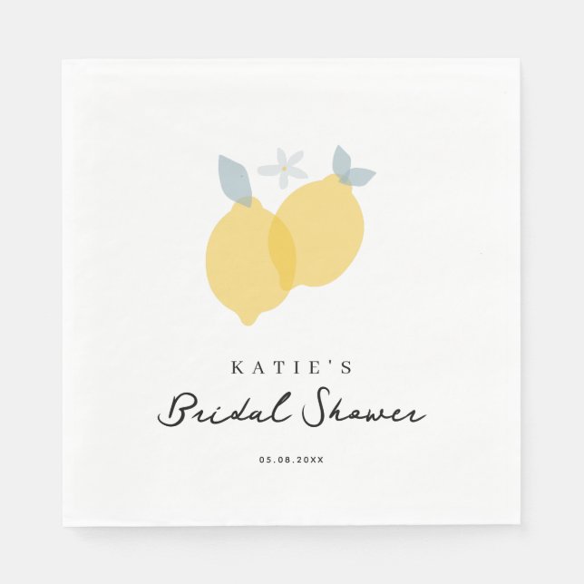 Modern Pastel Citrus Lemons Bridal Shower  Napkin (Front)
