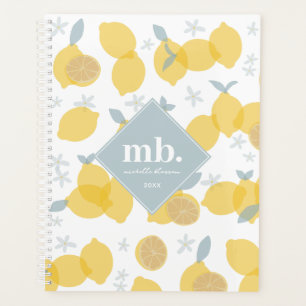 Modern Pastel Citrus Lemons Monogram Appointment Planner