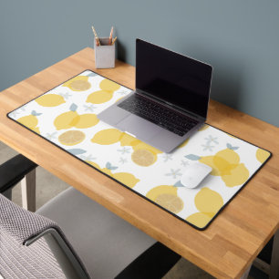 Modern Pastel Citrus Lemons Pattern Desk Mat