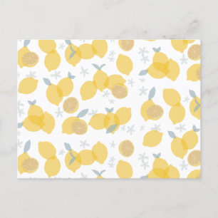 Modern Pastel Citrus Lemons Pattern Holiday Postcard